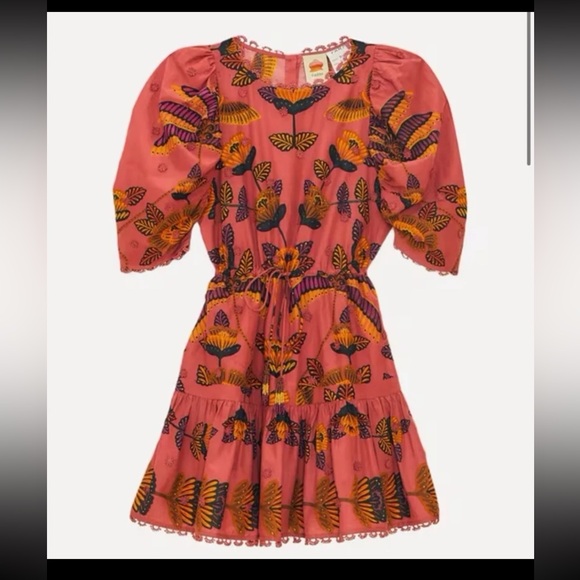 FARM RIO Blush Living Bloom Short-Sleeve Mini-Dress size Large